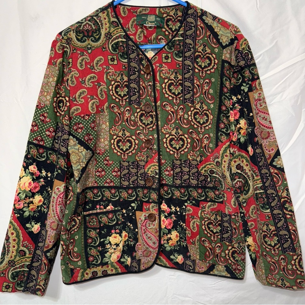 Orvis Lightweight Tapestry Jacket Floral Paisley Boho Cottagecore Button Front